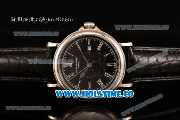 Patek Philippe Calatrava Miyota Quartz Steel Case with Black Dial and White Roman Numeral Markers - Click Image to Close